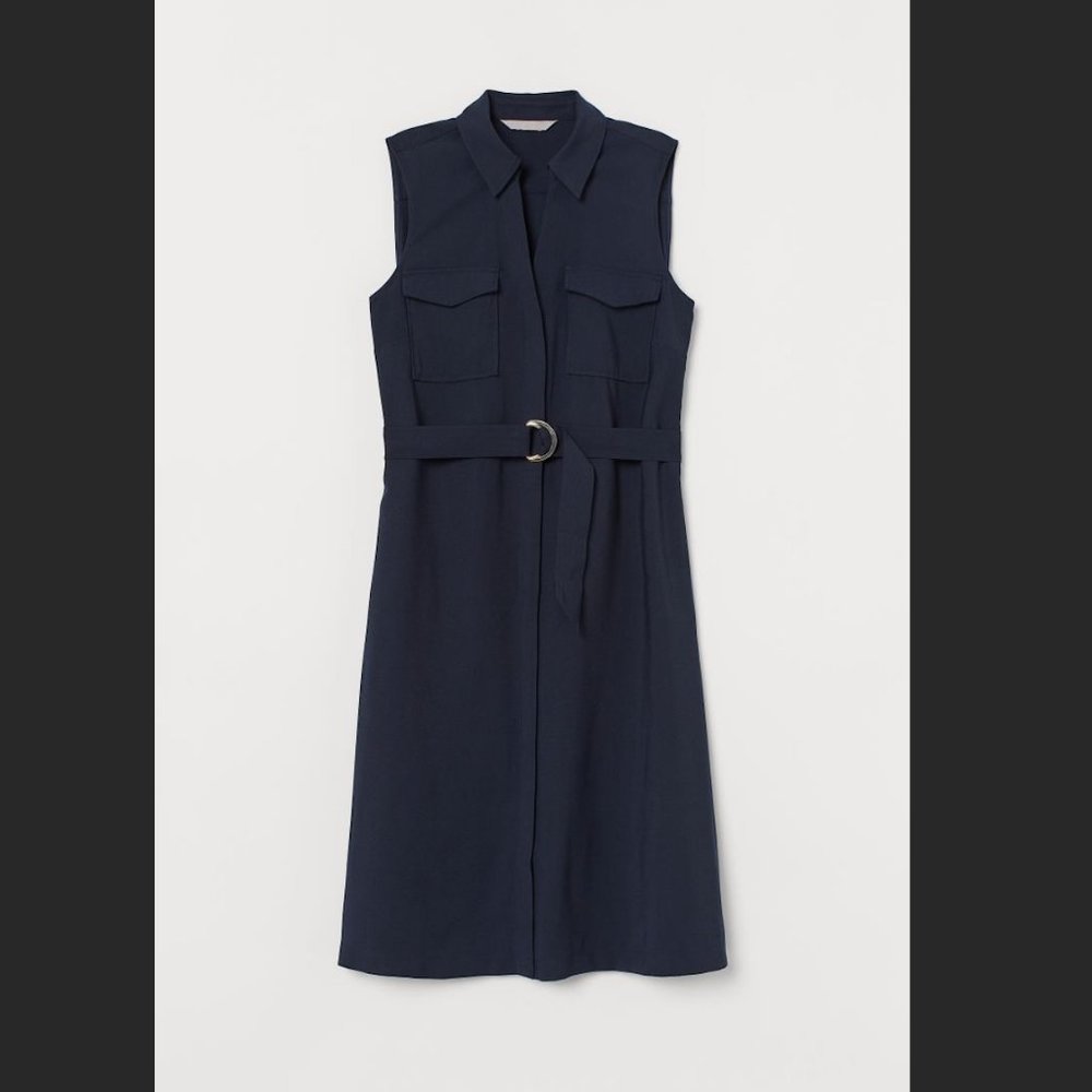H&M | Dress with Belt Dark Blue | US 6